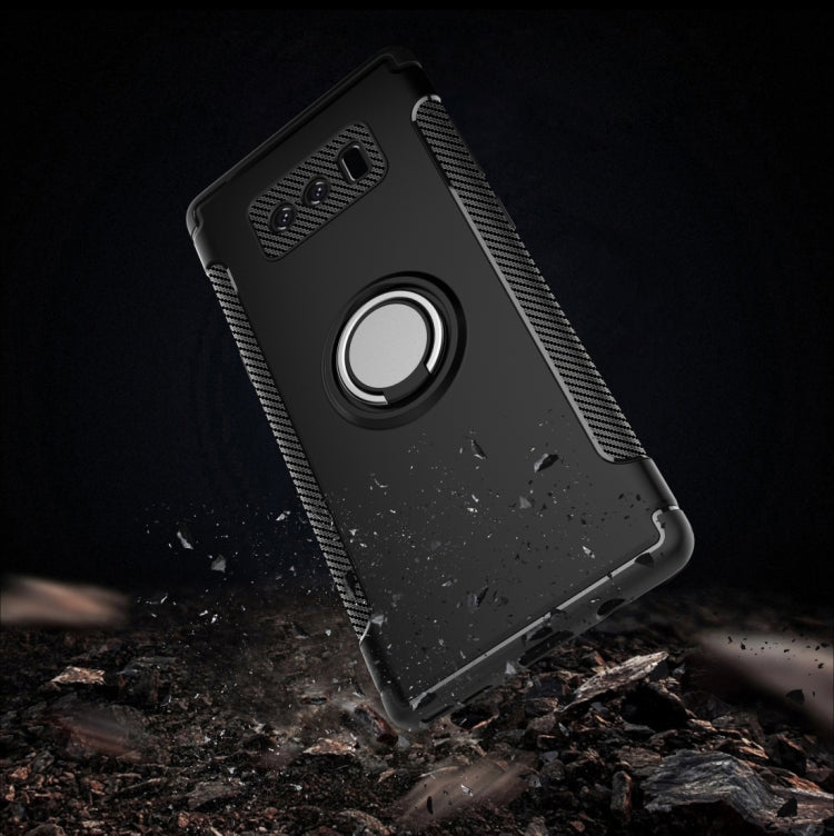 For Galaxy Note 8 PC+TPU Magnetic Protective Back Cover Case with 360 Degree Rotation Ring Holder