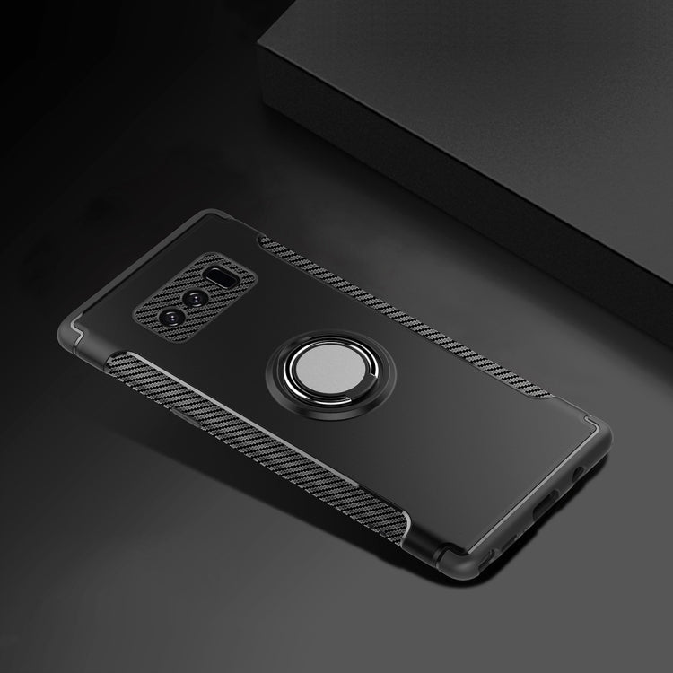 For Galaxy Note 8 PC+TPU Magnetic Protective Back Cover Case with 360 Degree Rotation Ring Holder