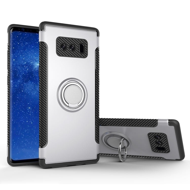 For Galaxy Note 8 PC+TPU Magnetic Protective Back Cover Case with 360 Degree Rotation Ring Holder