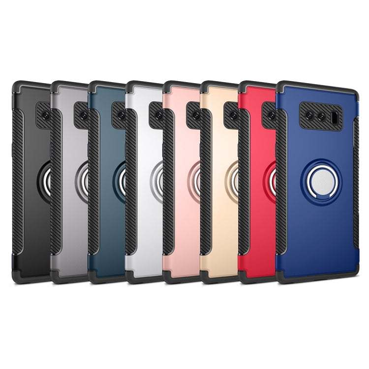 For Galaxy Note 8 PC+TPU Magnetic Protective Back Cover Case with 360 Degree Rotation Ring Holder