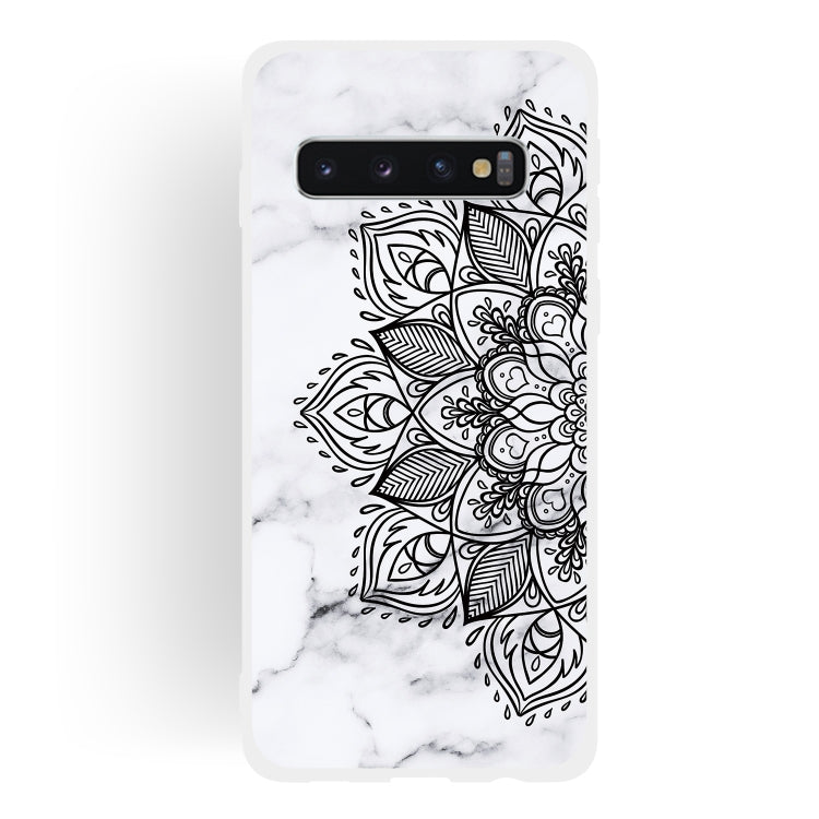Half Flower Frosted Matte Semi-transparent TPU Marble Phone Case for Galaxy S10+