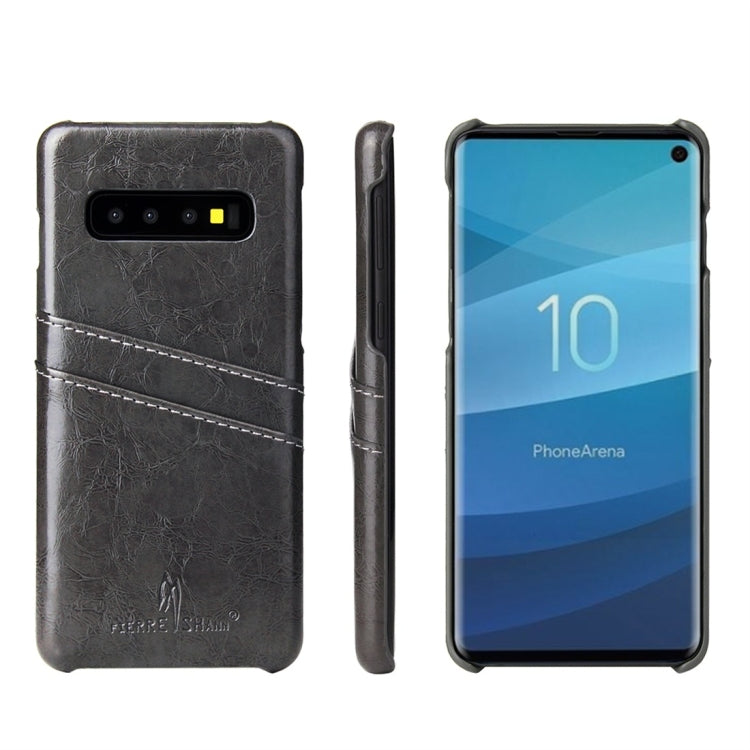 Fierre Shann Retro Oil Wax Texture PU Leather Case for Galaxy S10, with Card Slots