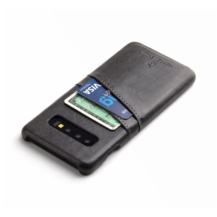 Fierre Shann Retro Oil Wax Texture PU Leather Case for Galaxy S10, with Card Slots
