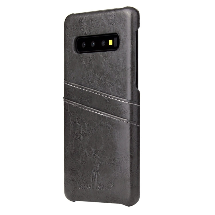 Fierre Shann Retro Oil Wax Texture PU Leather Case for Galaxy S10, with Card Slots