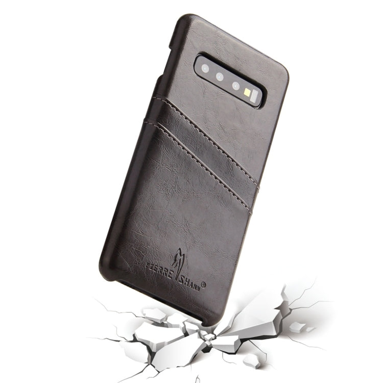 Fierre Shann Retro Oil Wax Texture PU Leather Case for Galaxy S10, with Card Slots