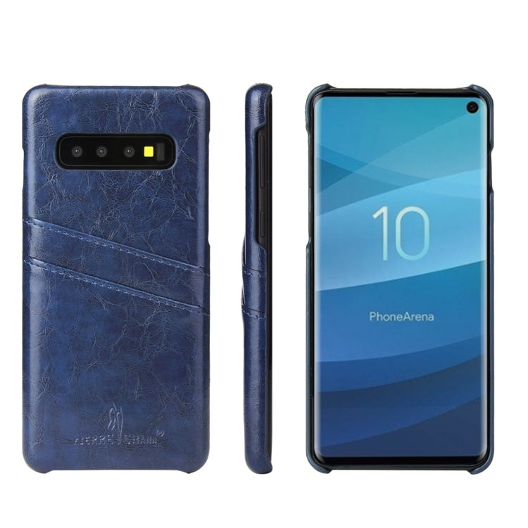 Fierre Shann Retro Oil Wax Texture PU Leather Case for Galaxy S10, with Card Slots