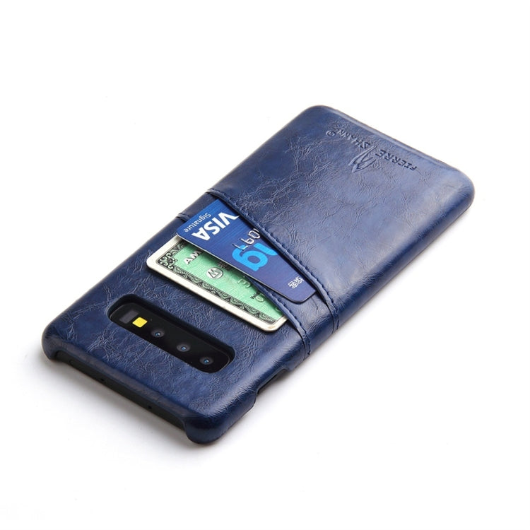 Fierre Shann Retro Oil Wax Texture PU Leather Case for Galaxy S10, with Card Slots