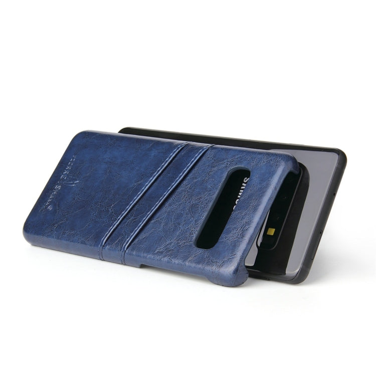 Fierre Shann Retro Oil Wax Texture PU Leather Case for Galaxy S10, with Card Slots