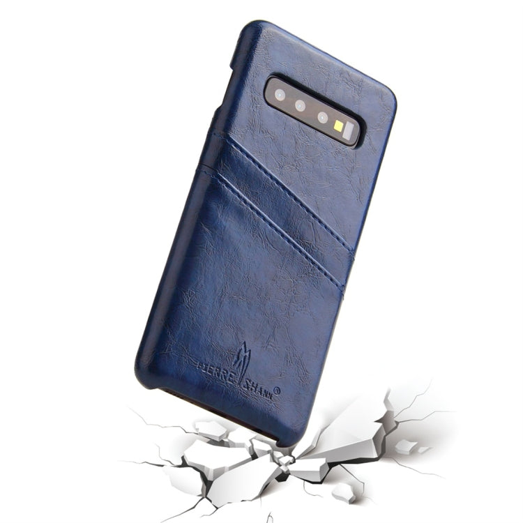 Fierre Shann Retro Oil Wax Texture PU Leather Case for Galaxy S10, with Card Slots