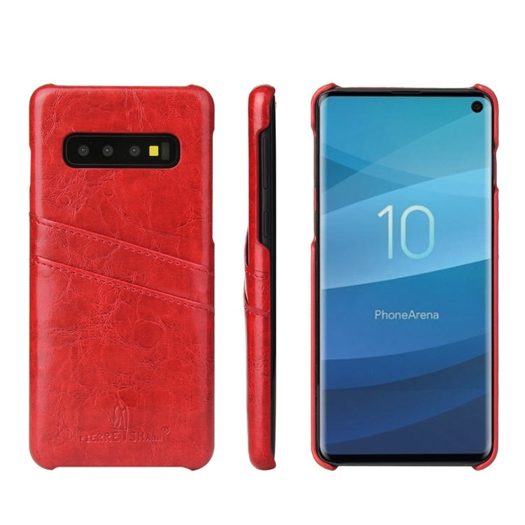 Fierre Shann Retro Oil Wax Texture PU Leather Case for Galaxy S10, with Card Slots