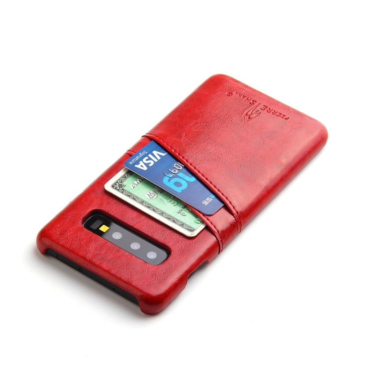 Fierre Shann Retro Oil Wax Texture PU Leather Case for Galaxy S10, with Card Slots