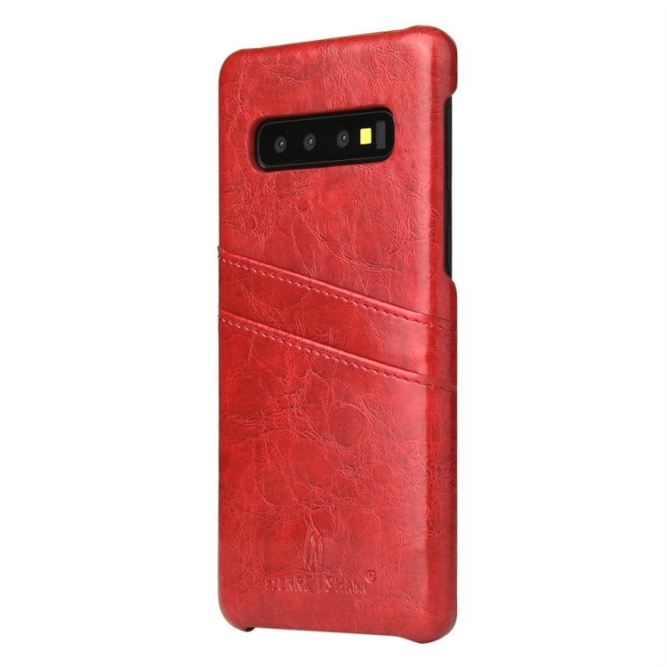 Fierre Shann Retro Oil Wax Texture PU Leather Case for Galaxy S10, with Card Slots