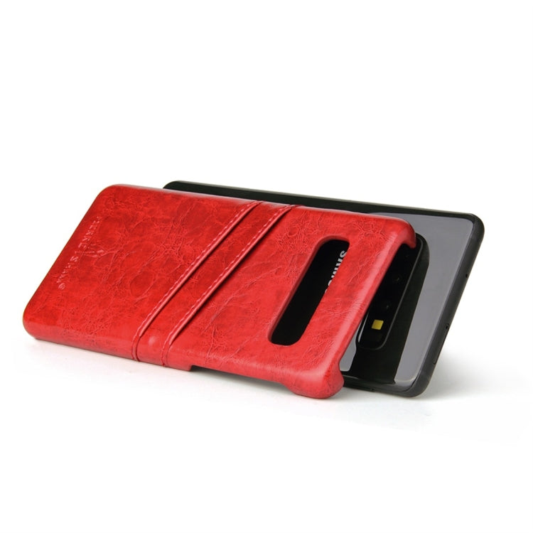 Fierre Shann Retro Oil Wax Texture PU Leather Case for Galaxy S10, with Card Slots
