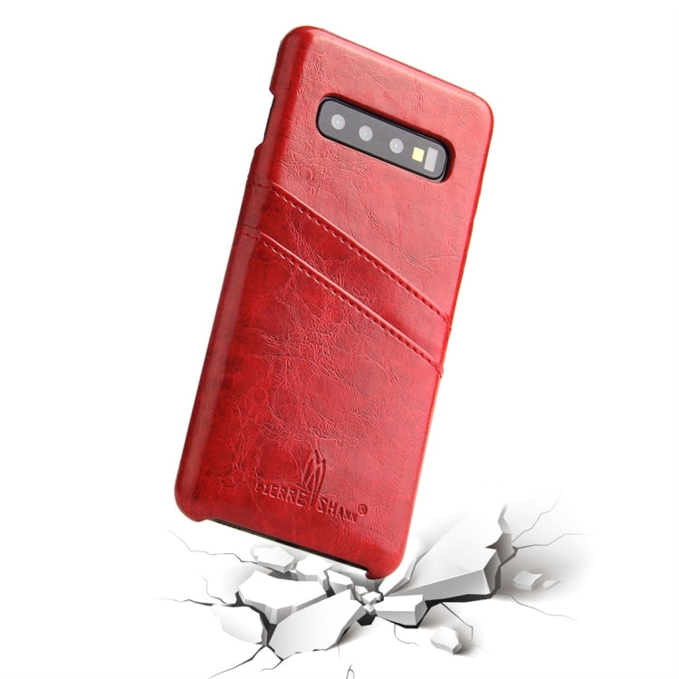 Fierre Shann Retro Oil Wax Texture PU Leather Case for Galaxy S10, with Card Slots