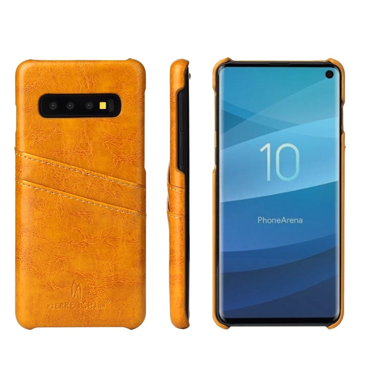 Fierre Shann Retro Oil Wax Texture PU Leather Case for Galaxy S10, with Card Slots