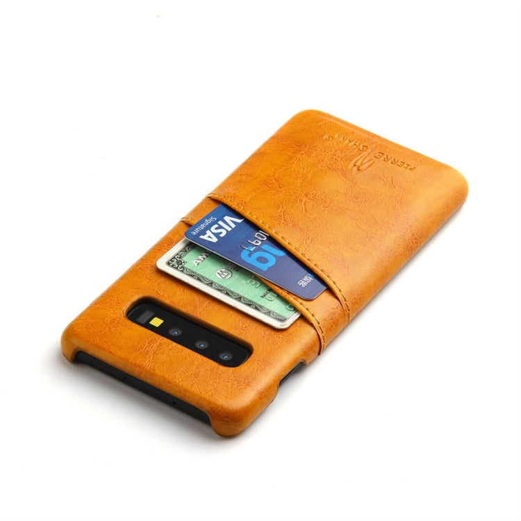 Fierre Shann Retro Oil Wax Texture PU Leather Case for Galaxy S10, with Card Slots