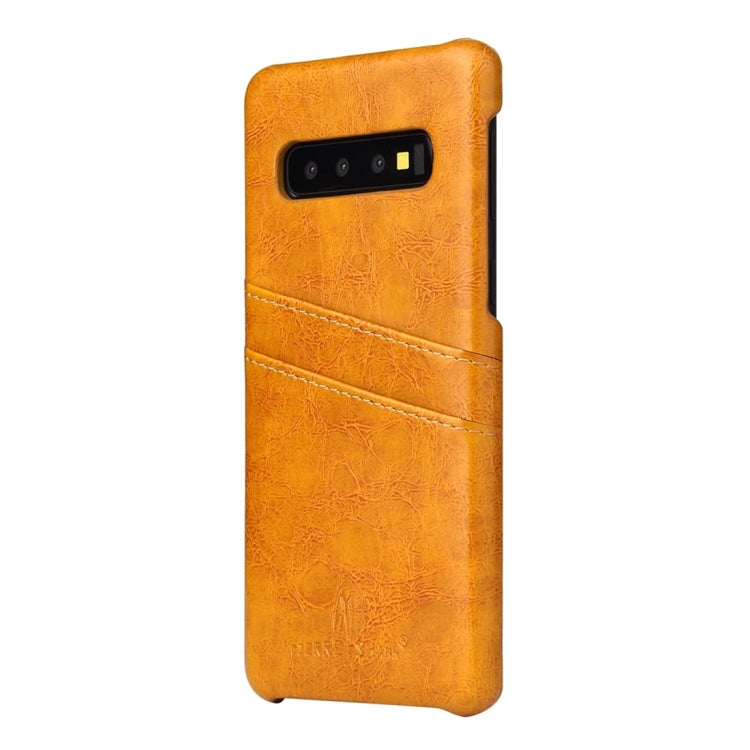 Fierre Shann Retro Oil Wax Texture PU Leather Case for Galaxy S10, with Card Slots