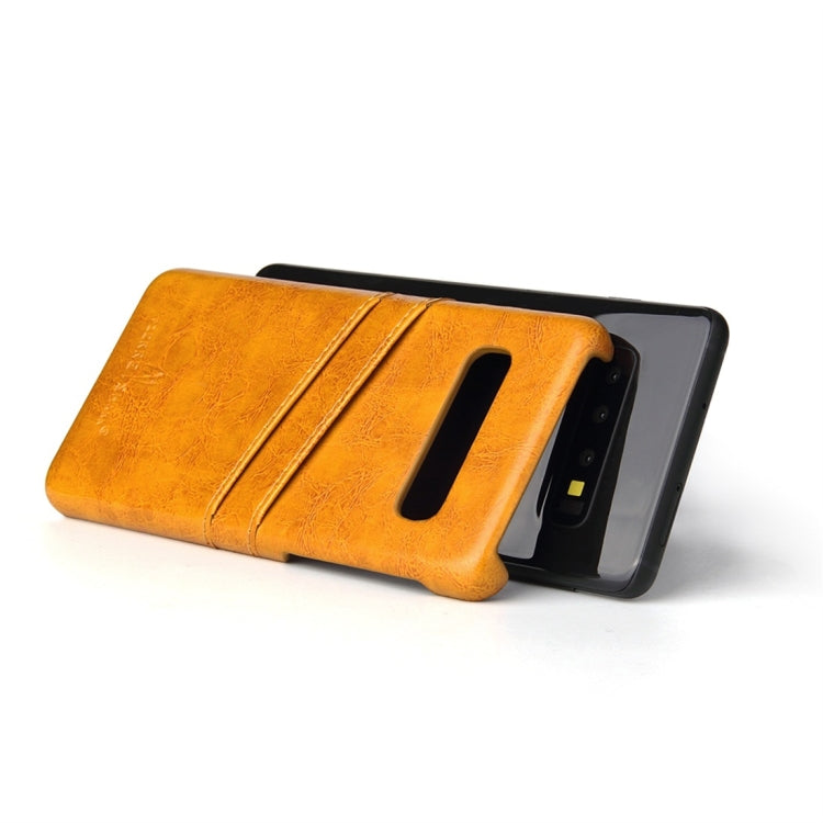Fierre Shann Retro Oil Wax Texture PU Leather Case for Galaxy S10, with Card Slots