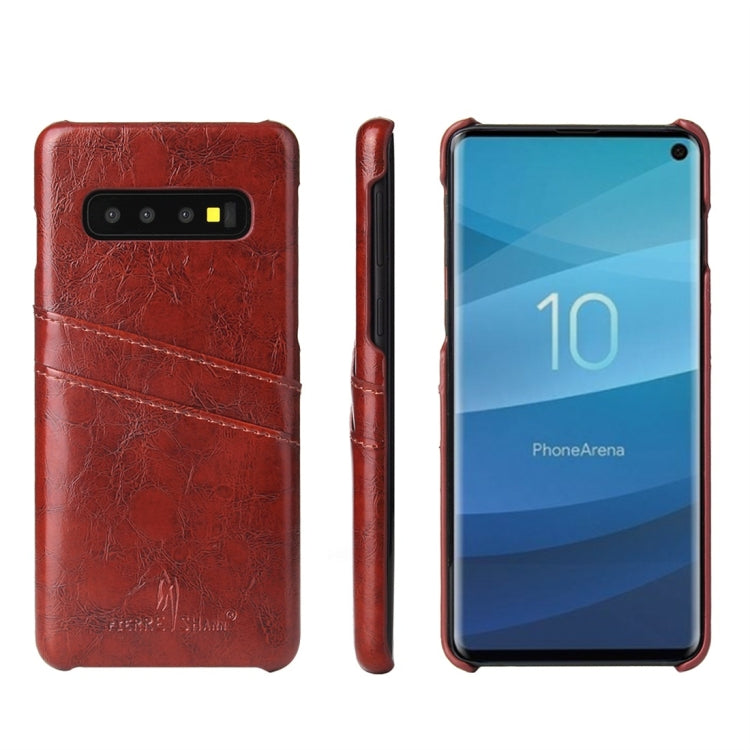 Fierre Shann Retro Oil Wax Texture PU Leather Case for Galaxy S10, with Card Slots