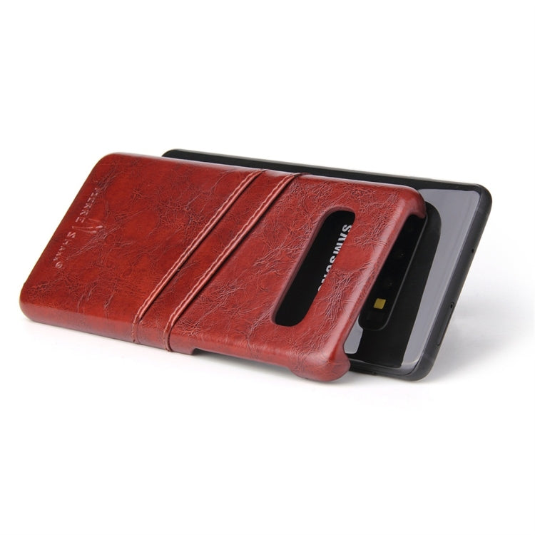 Fierre Shann Retro Oil Wax Texture PU Leather Case for Galaxy S10, with Card Slots
