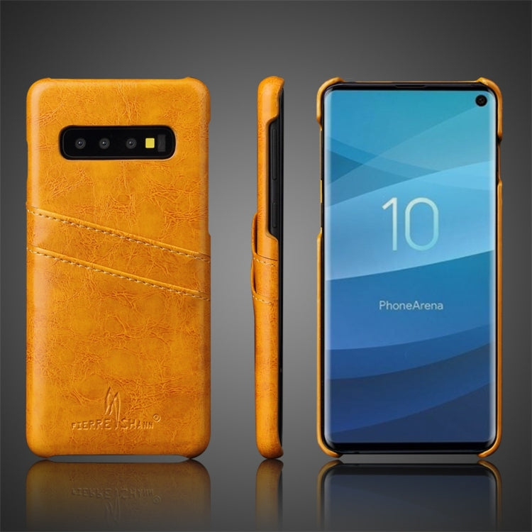 Fierre Shann Retro Oil Wax Texture PU Leather Case for Galaxy S10 E, with Card Slots