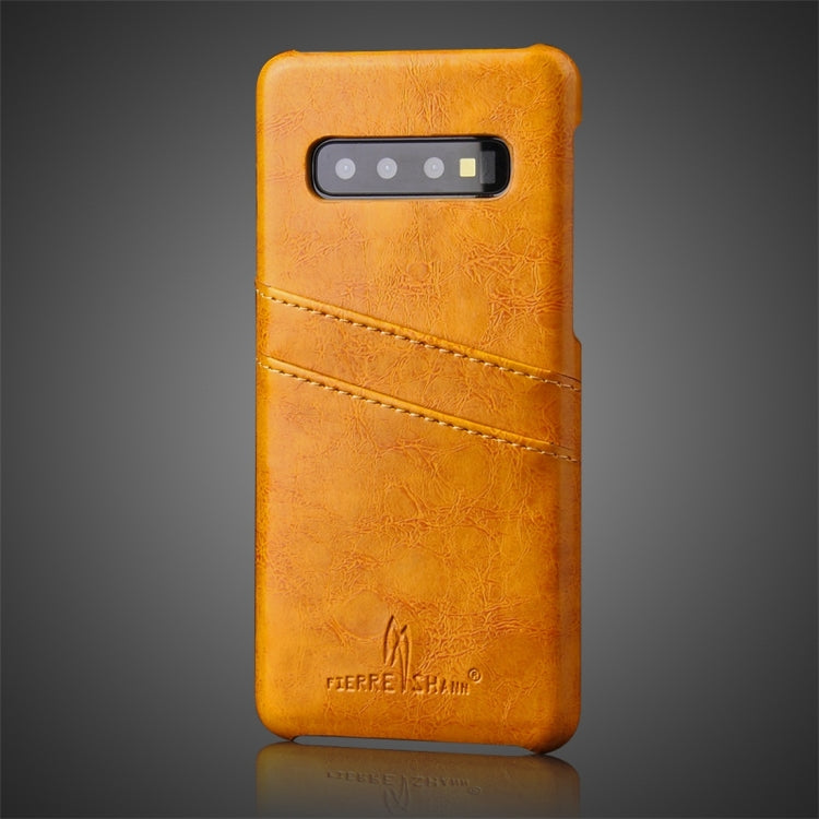 Fierre Shann Retro Oil Wax Texture PU Leather Case for Galaxy S10 E, with Card Slots