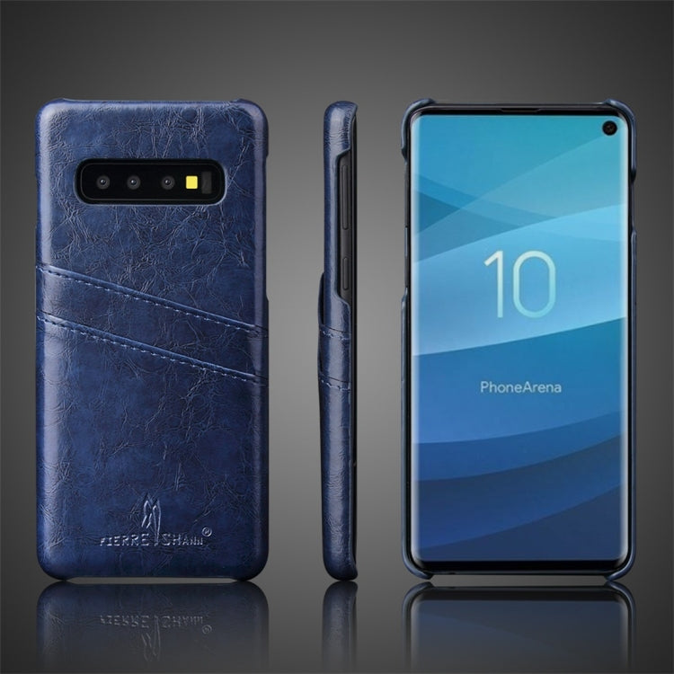 Fierre Shann Retro Oil Wax Texture PU Leather Case for Galaxy S10 Plus, with Card Slots