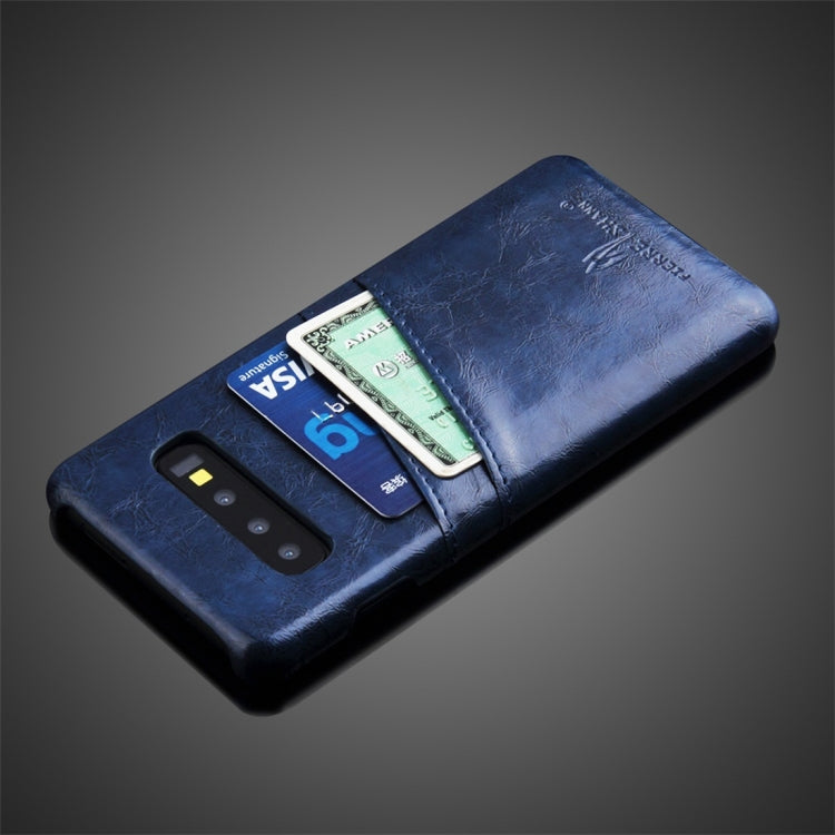 Fierre Shann Retro Oil Wax Texture PU Leather Case for Galaxy S10 Plus, with Card Slots