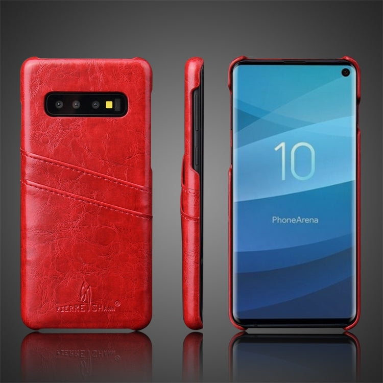 Fierre Shann Retro Oil Wax Texture PU Leather Case for Galaxy S10 Plus, with Card Slots