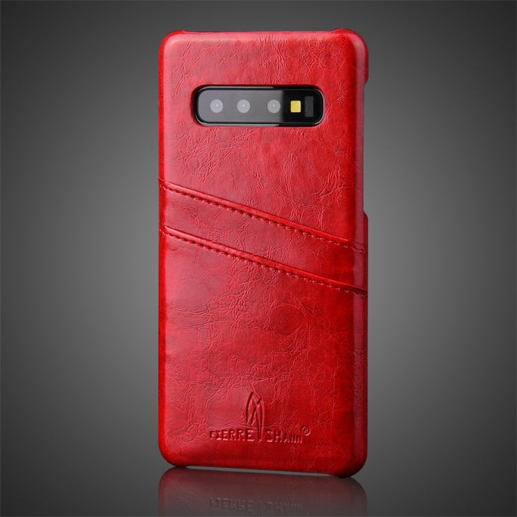 Fierre Shann Retro Oil Wax Texture PU Leather Case for Galaxy S10 Plus, with Card Slots