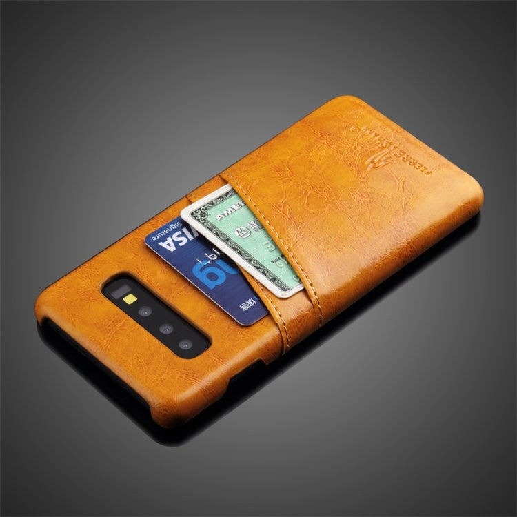 Fierre Shann Retro Oil Wax Texture PU Leather Case for Galaxy S10 Plus, with Card Slots
