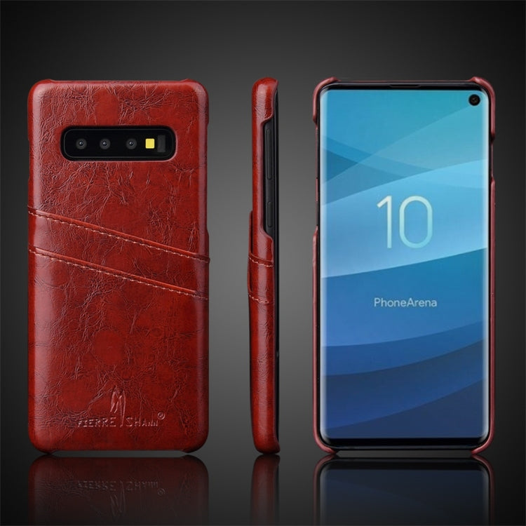 Fierre Shann Retro Oil Wax Texture PU Leather Case for Galaxy S10 Plus, with Card Slots