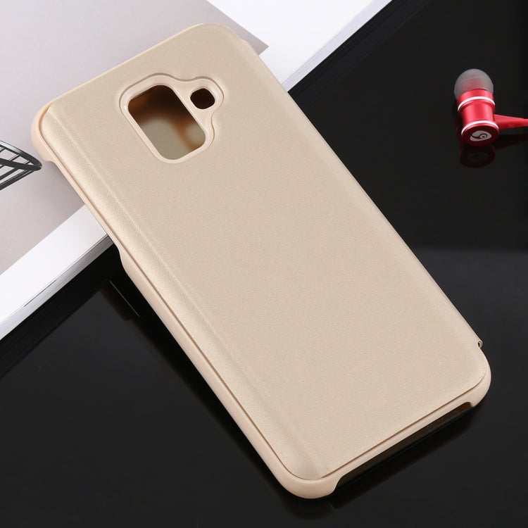Electroplating Mirror Horizontal Flip Leather Case for Galaxy A6 (2018) , with Holder