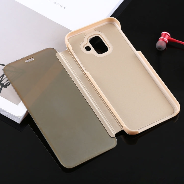 Electroplating Mirror Horizontal Flip Leather Case for Galaxy A6 (2018) , with Holder