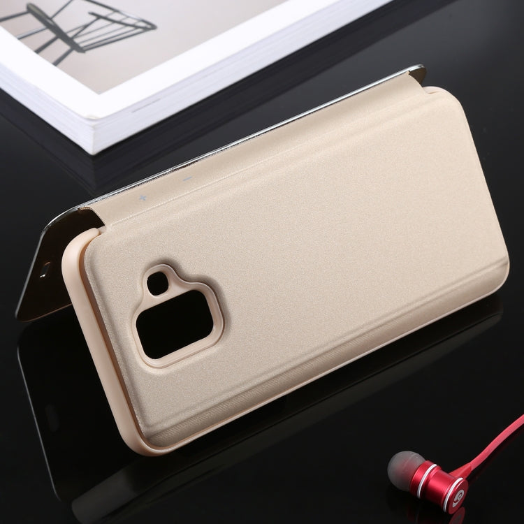 Electroplating Mirror Horizontal Flip Leather Case for Galaxy A6 (2018) , with Holder