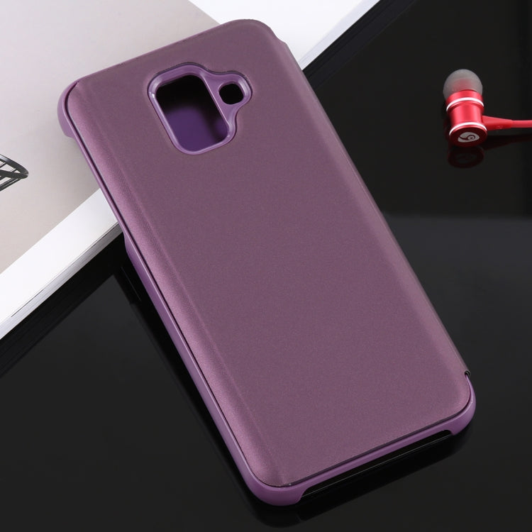Electroplating Mirror Horizontal Flip Leather Case for Galaxy A6 (2018) , with Holder