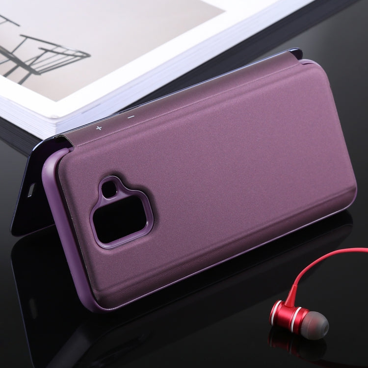 Electroplating Mirror Horizontal Flip Leather Case for Galaxy A6 (2018) , with Holder