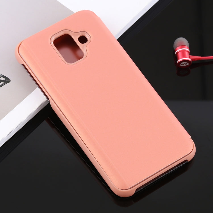 Electroplating Mirror Horizontal Flip Leather Case for Galaxy A6 (2018) , with Holder