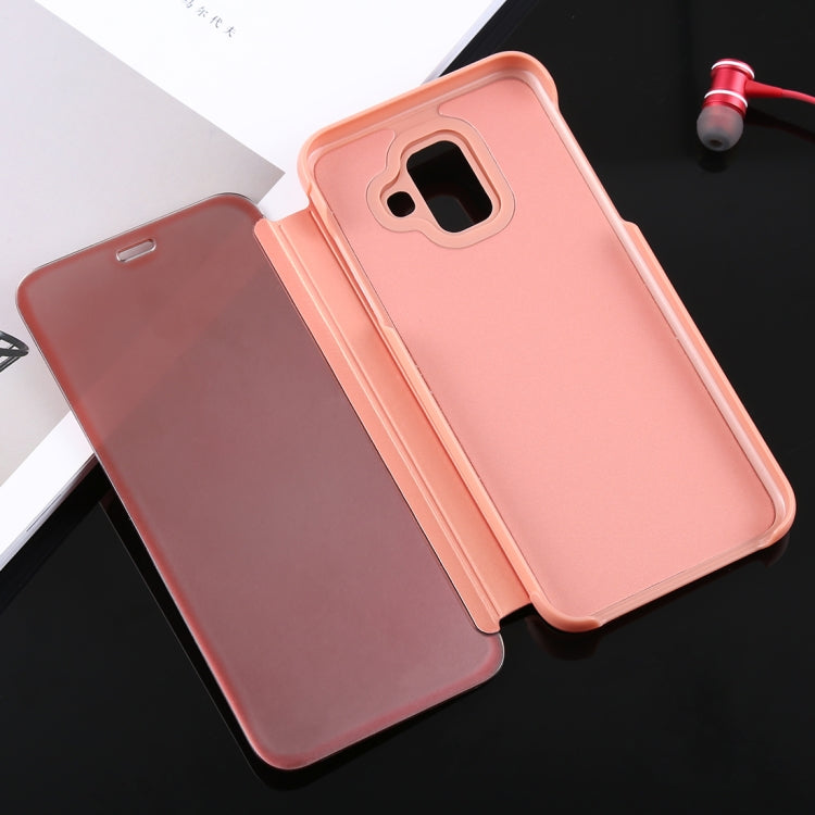 Electroplating Mirror Horizontal Flip Leather Case for Galaxy A6 (2018) , with Holder