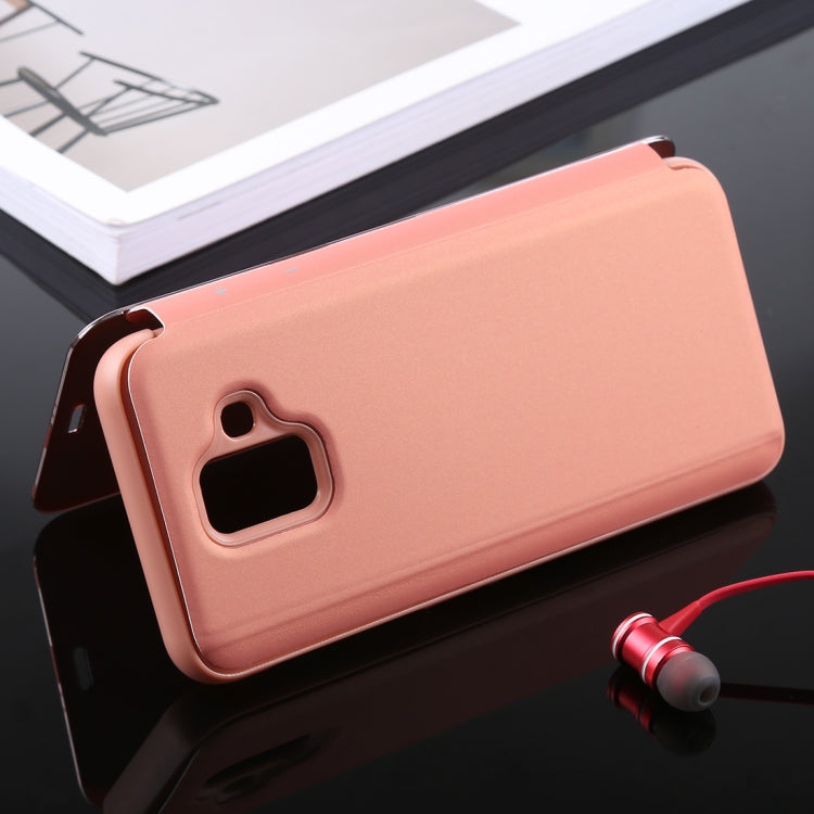 Electroplating Mirror Horizontal Flip Leather Case for Galaxy A6 (2018) , with Holder
