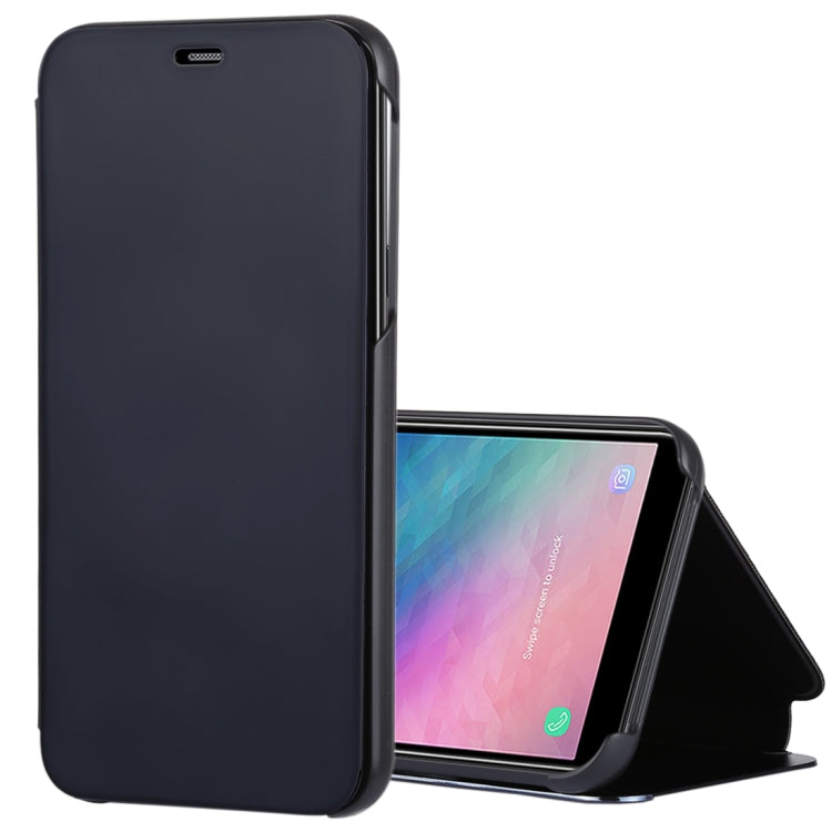 Electroplating Mirror Horizontal Flip Leather Case for Galaxy A6+ (2018) , with Holder