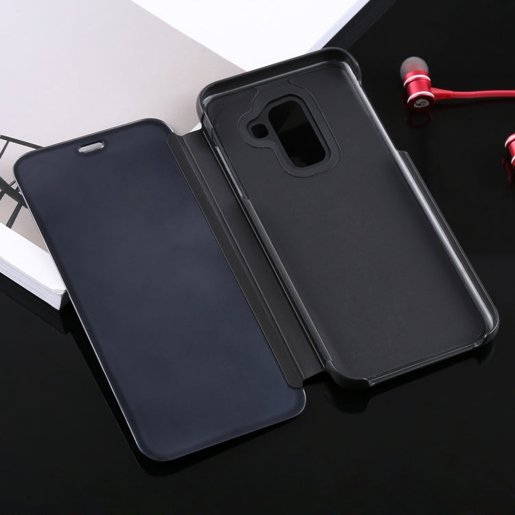 Electroplating Mirror Horizontal Flip Leather Case for Galaxy A6+ (2018) , with Holder