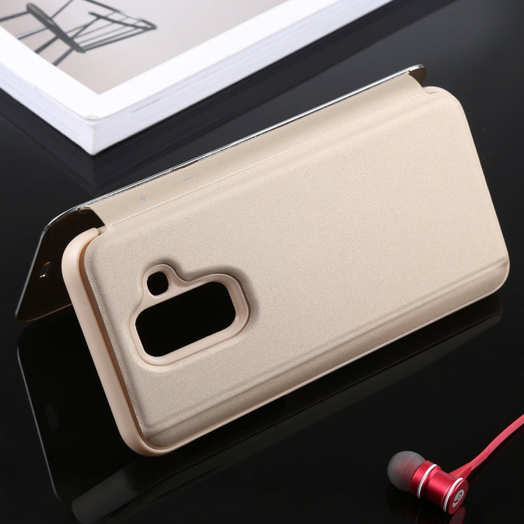 Electroplating Mirror Horizontal Flip Leather Case for Galaxy A6+ (2018) , with Holder