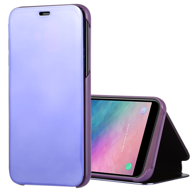 Electroplating Mirror Horizontal Flip Leather Case for Galaxy A6+ (2018) , with Holder