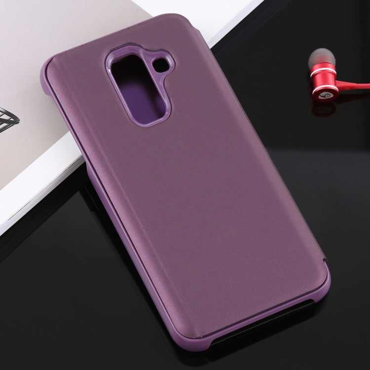 Electroplating Mirror Horizontal Flip Leather Case for Galaxy A6+ (2018) , with Holder