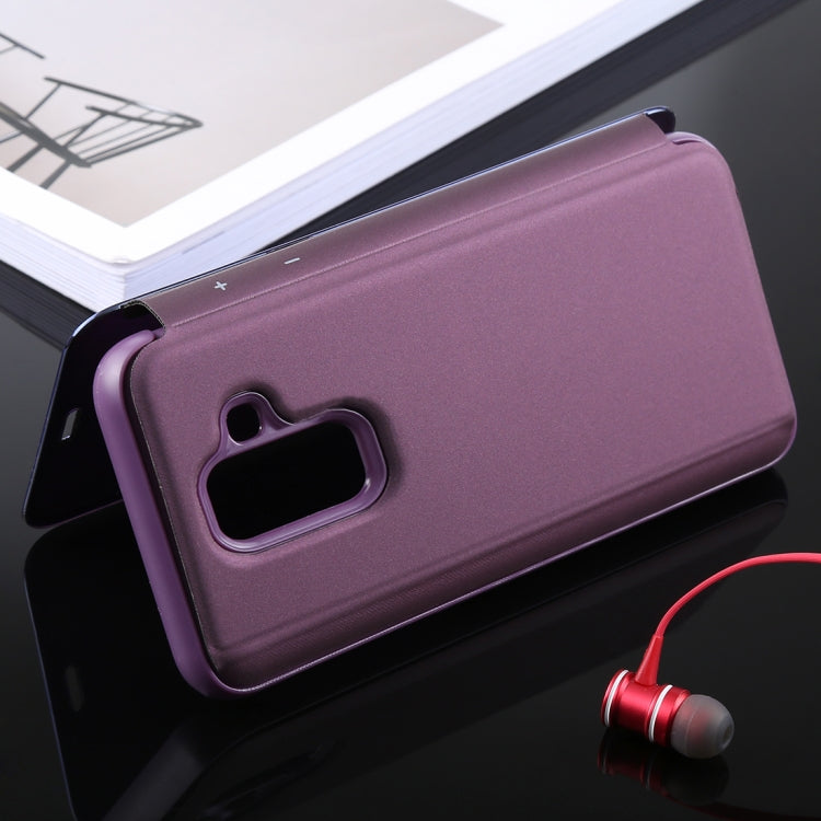 Electroplating Mirror Horizontal Flip Leather Case for Galaxy A6+ (2018) , with Holder