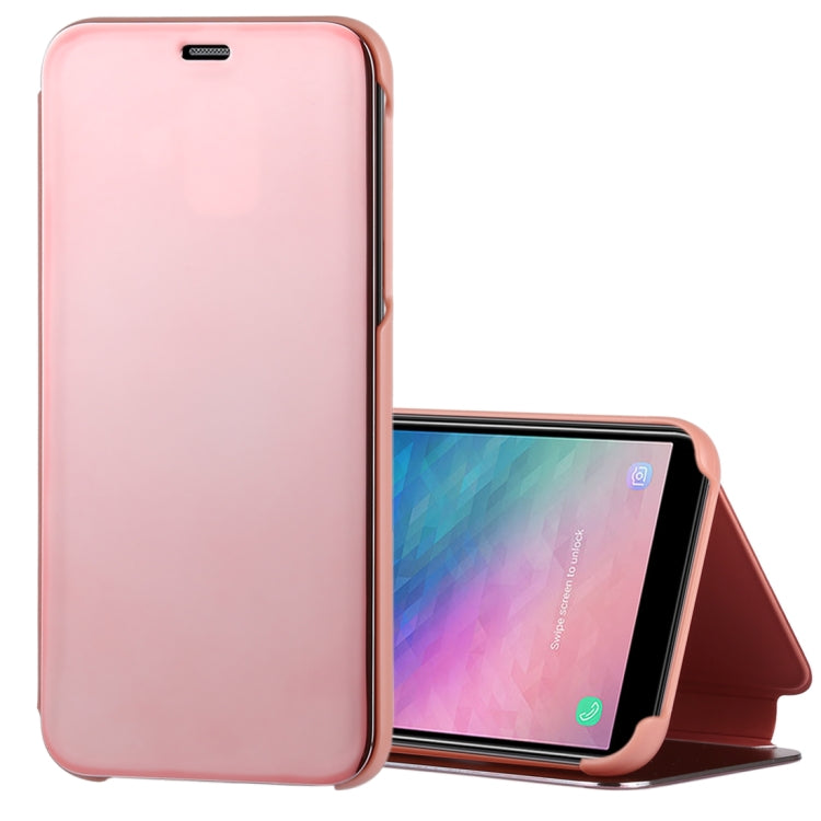 Electroplating Mirror Horizontal Flip Leather Case for Galaxy A6+ (2018) , with Holder
