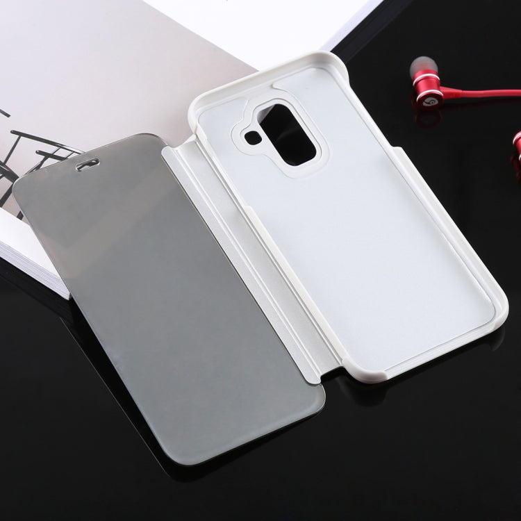 Electroplating Mirror Horizontal Flip Leather Case for Galaxy A6+ (2018) , with Holder