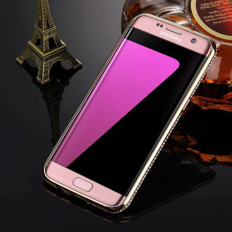For Galaxy S7 Edge / G935 Diamond Encrusted Electroplating Frame Transparent TPU Protective Case(Gold)