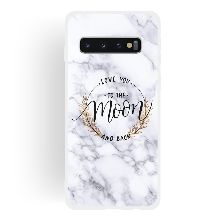 Moon Text Semi-transparent TPU Marble Phone Case for Galaxy S10+
